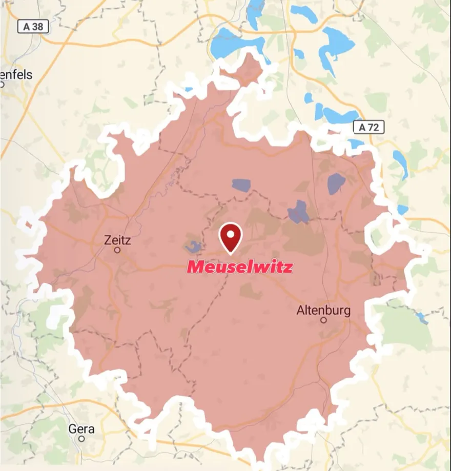 Karte des Betreuungsgebiets rund um Meuselwitz